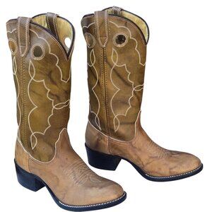 Acme Cowboy Boots Tan Brown Kids Size 4 D Made in the USA Vintage Western Wear